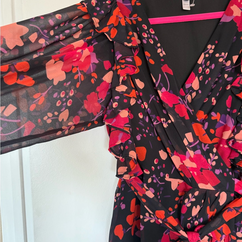 SLATE AND WILLOW FLORAL MIDI WRAP DRESS- EUC- XXL - Picture 16 of 16
